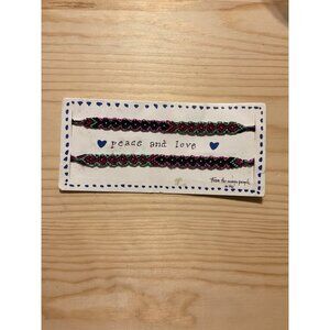 Handwoven Mayan Friendship Bracelets Set of 2 - Peace & Love Design - Multicolor